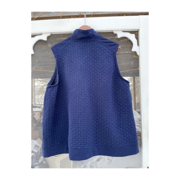 Allison Daley Navy Blue Zip Vest Quilted 100% Cotton Gold Details Volup - Picture 4 of 5